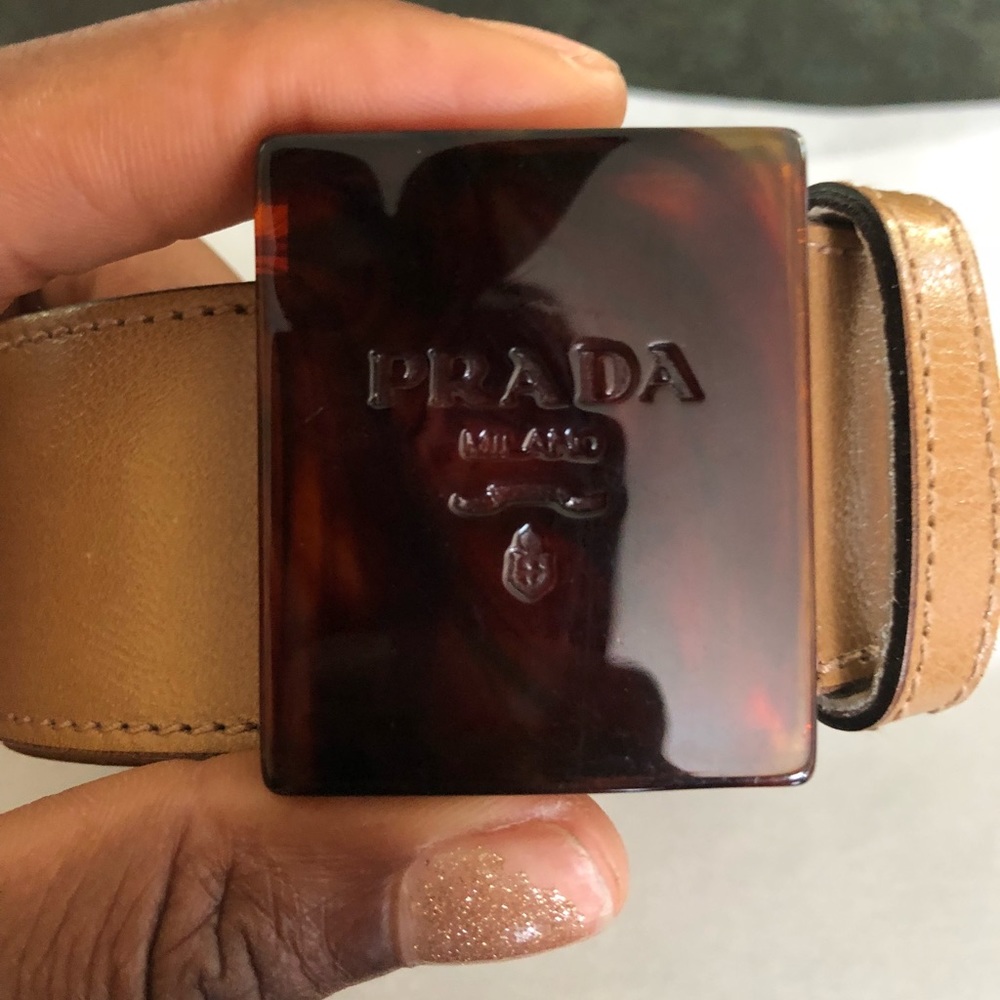 Leather Tortoise color Prada belt